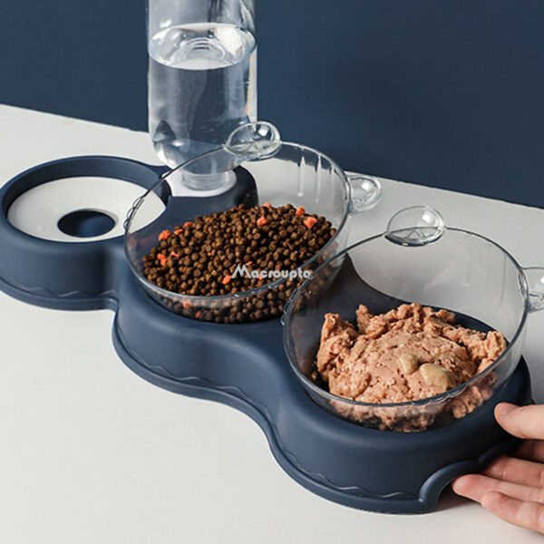 Pet Cat Bowl Automatic Feeder 3-in-1 - Food, Water, and Raised Stand