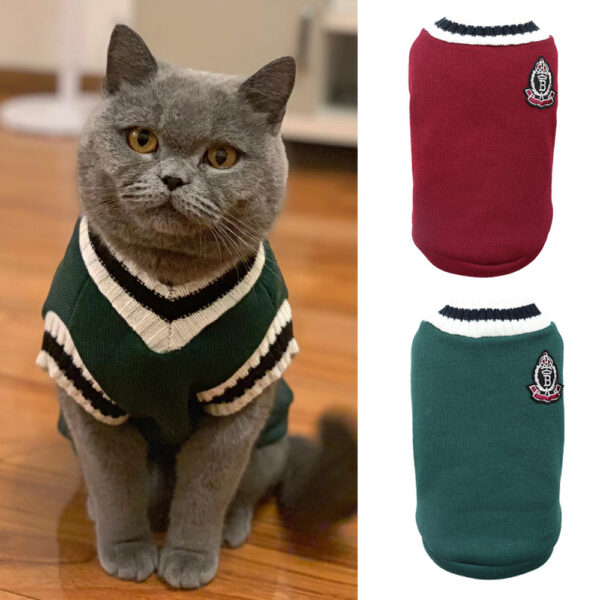 Pet Cat Solid Costume Autumn Winter Sweater