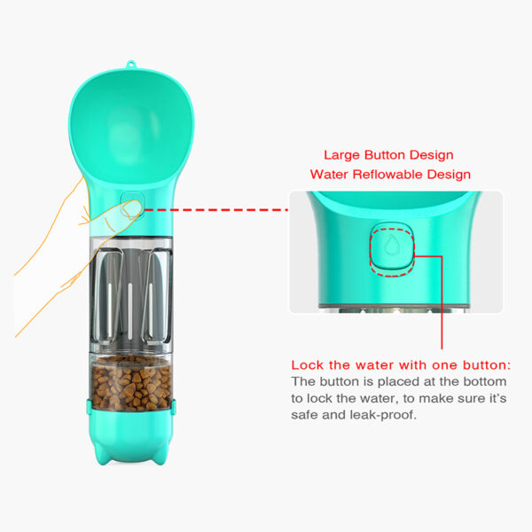 Portable 3-in-1 Dog Water Bottle and Food Feeder